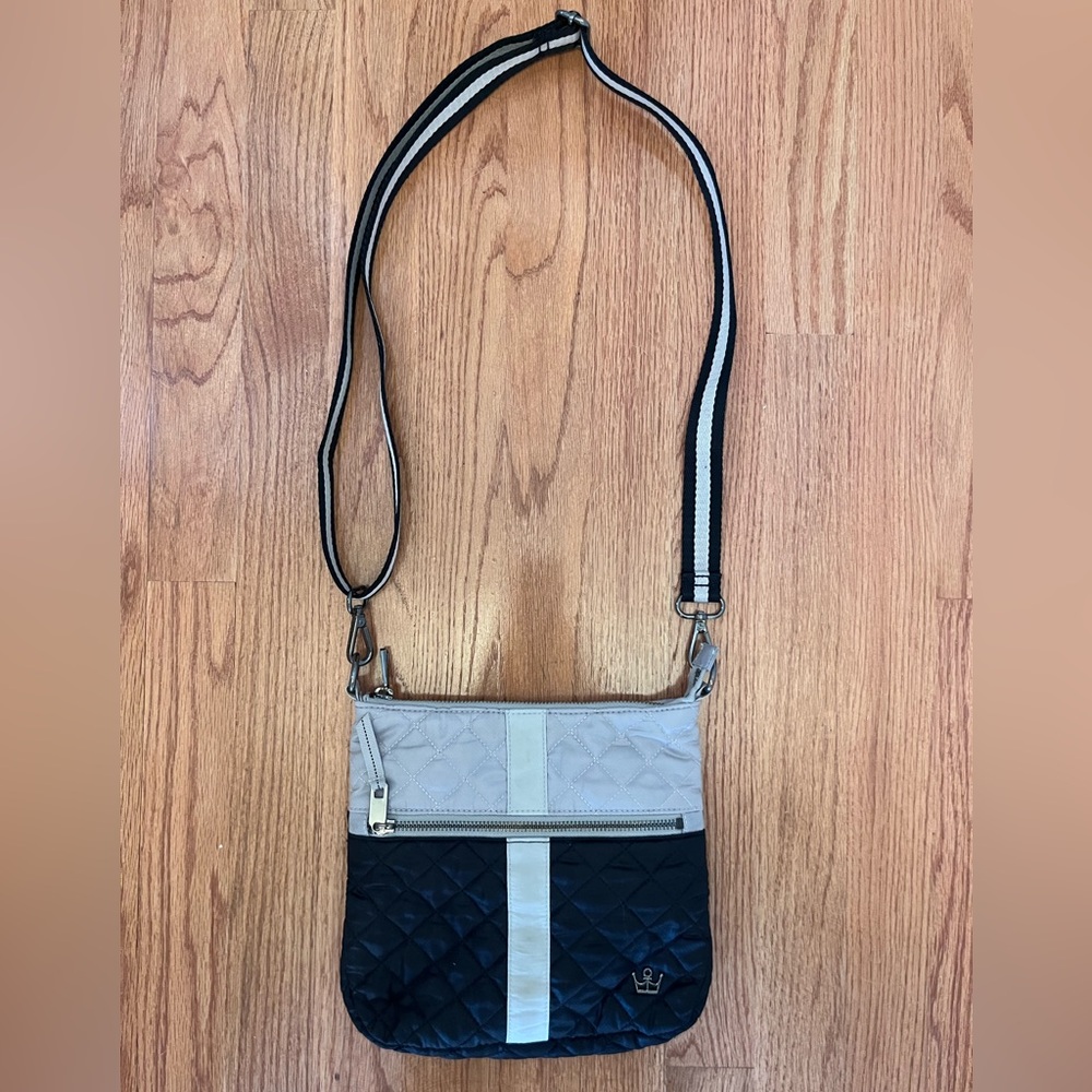 Oliver Thomas Kitchen Sink Quilted Crossbody Bag Black and Gray